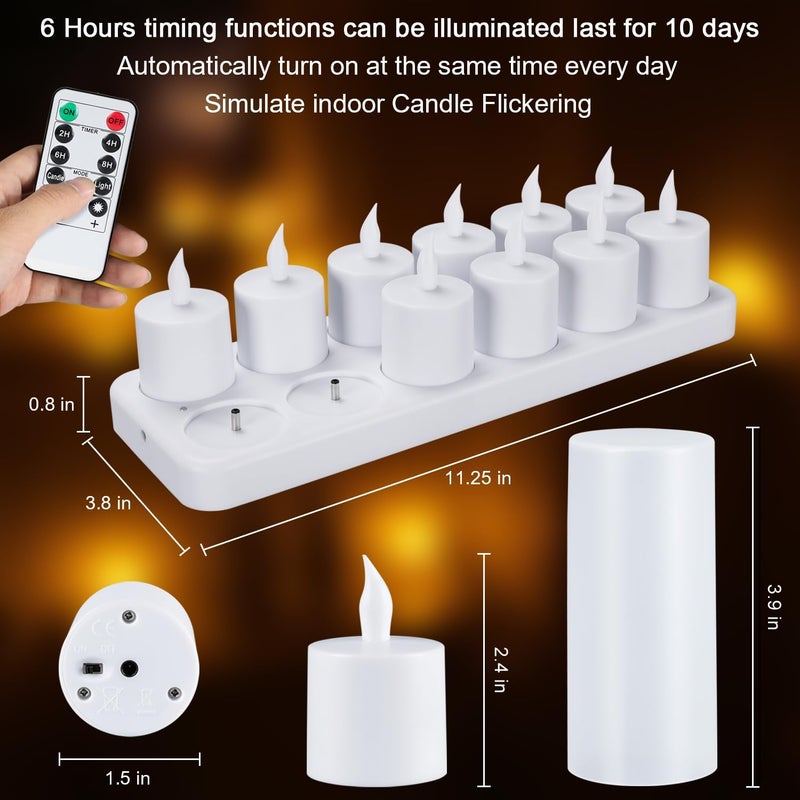WoneNice 12 pcs USB Rechargeable Flameless Candles with Remote & Timer, LED Tea Lights for Wedding Christmas Lanterns Emergency Home Decor - Image 3